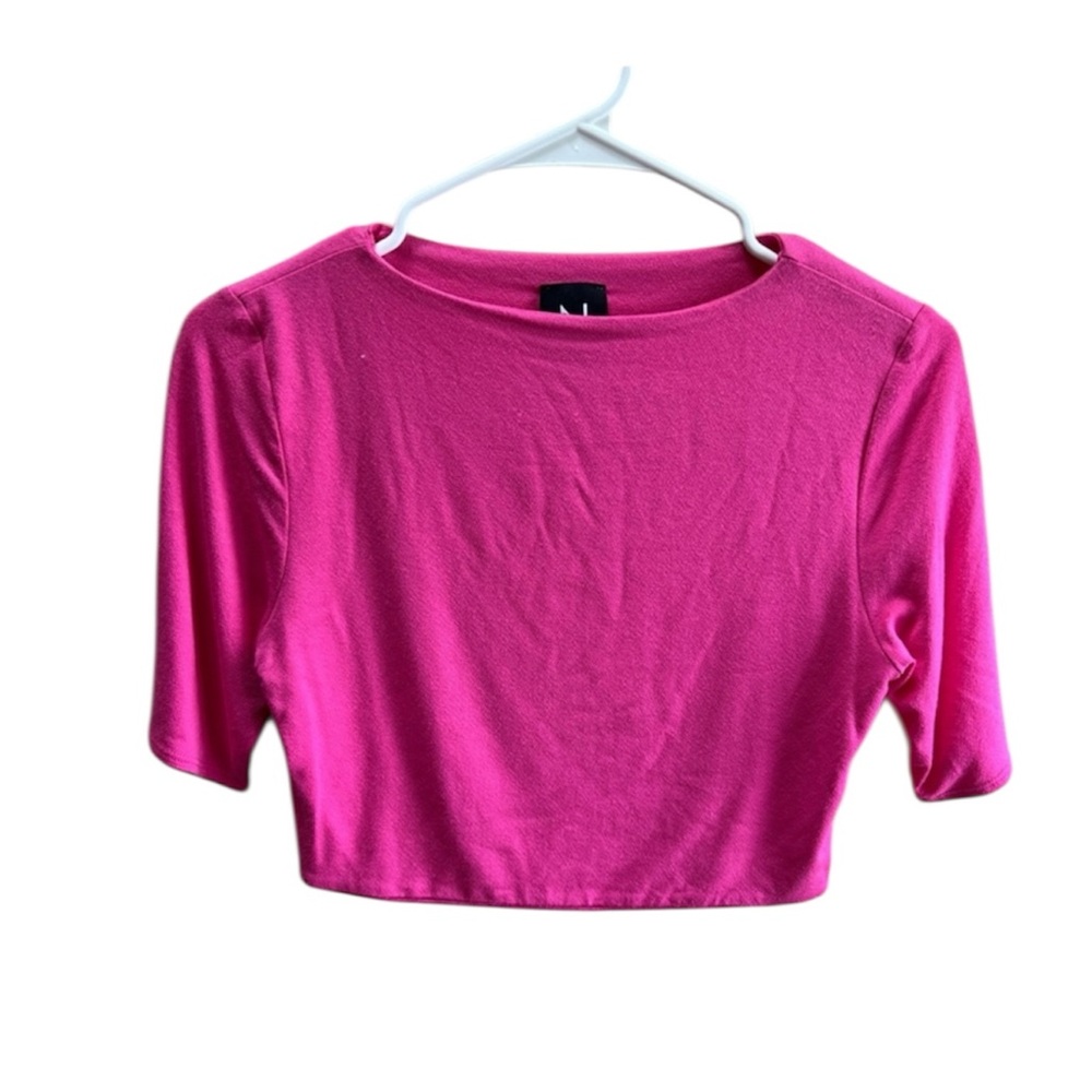 NEW Naked Wardrobe Cropped Tee Pink Sz L